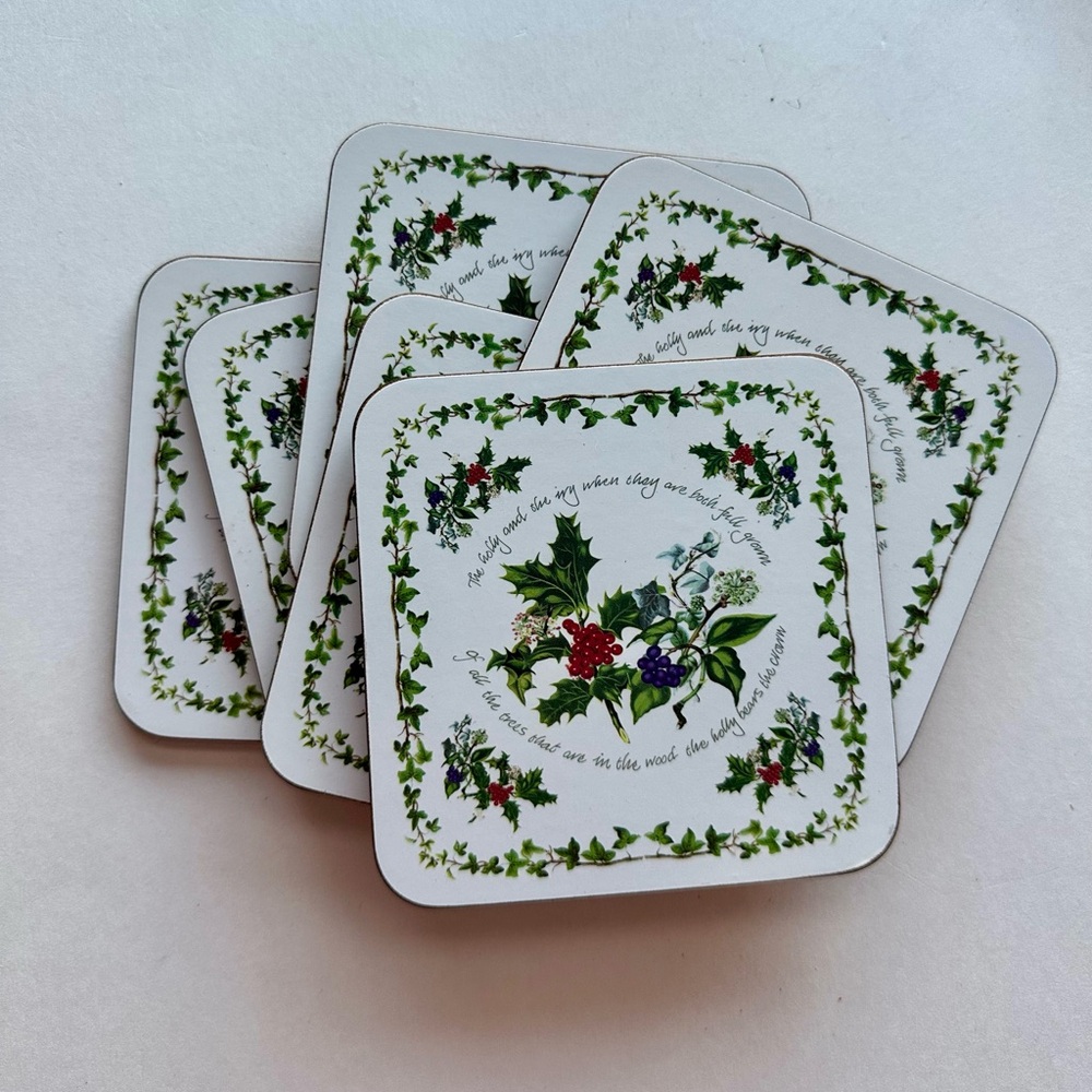 Pimpernel Portmerion Holly & Ivy Coaster Vintage Set of 6